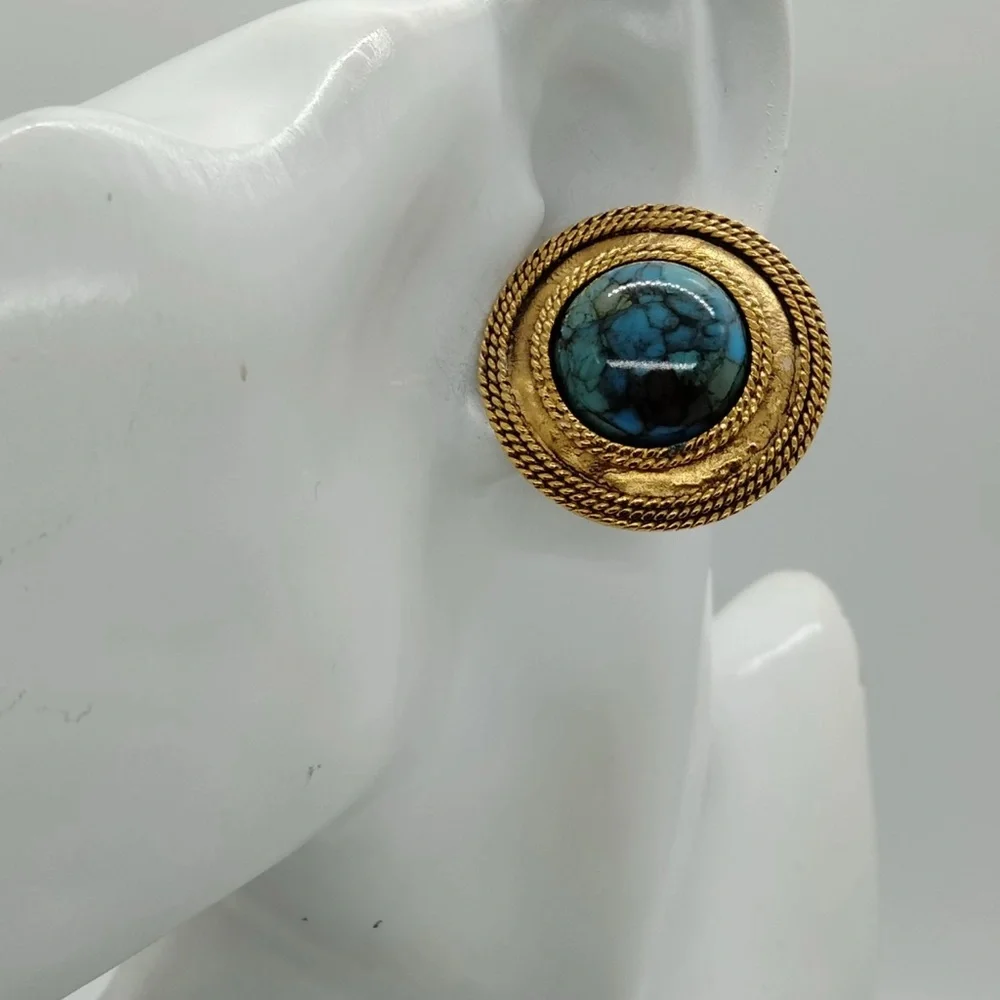 Chanel Blue Stone Clip On Earrings